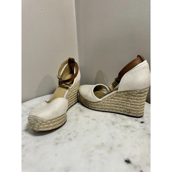 MICHAEL Michael Kors Kendrick Wedge Espadrilles, Light Cream, 7M EUC - Picture 1 of 6